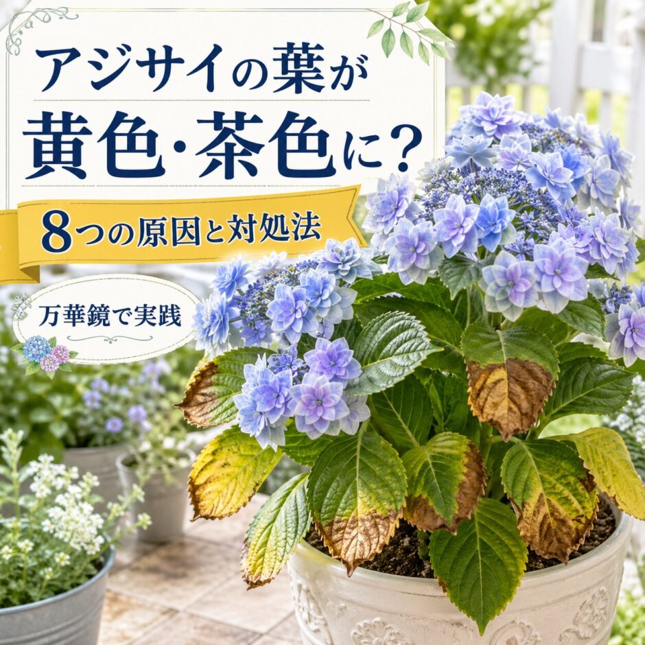 アジサイの葉が黄色・茶色になる原因と対処法】万華鏡で実践した改善