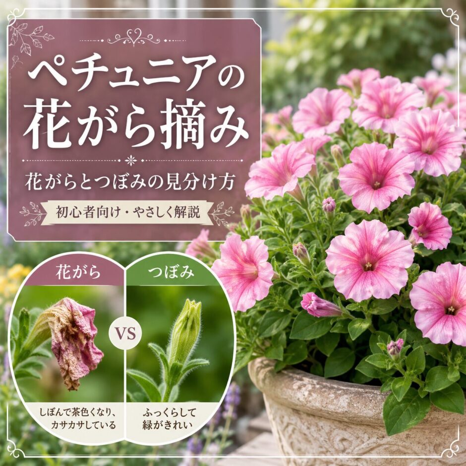 ペチュニアの花がら摘み